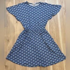 Boden Women's Floral Flutter Sleeve Jersey Dress Blue Size US 4P